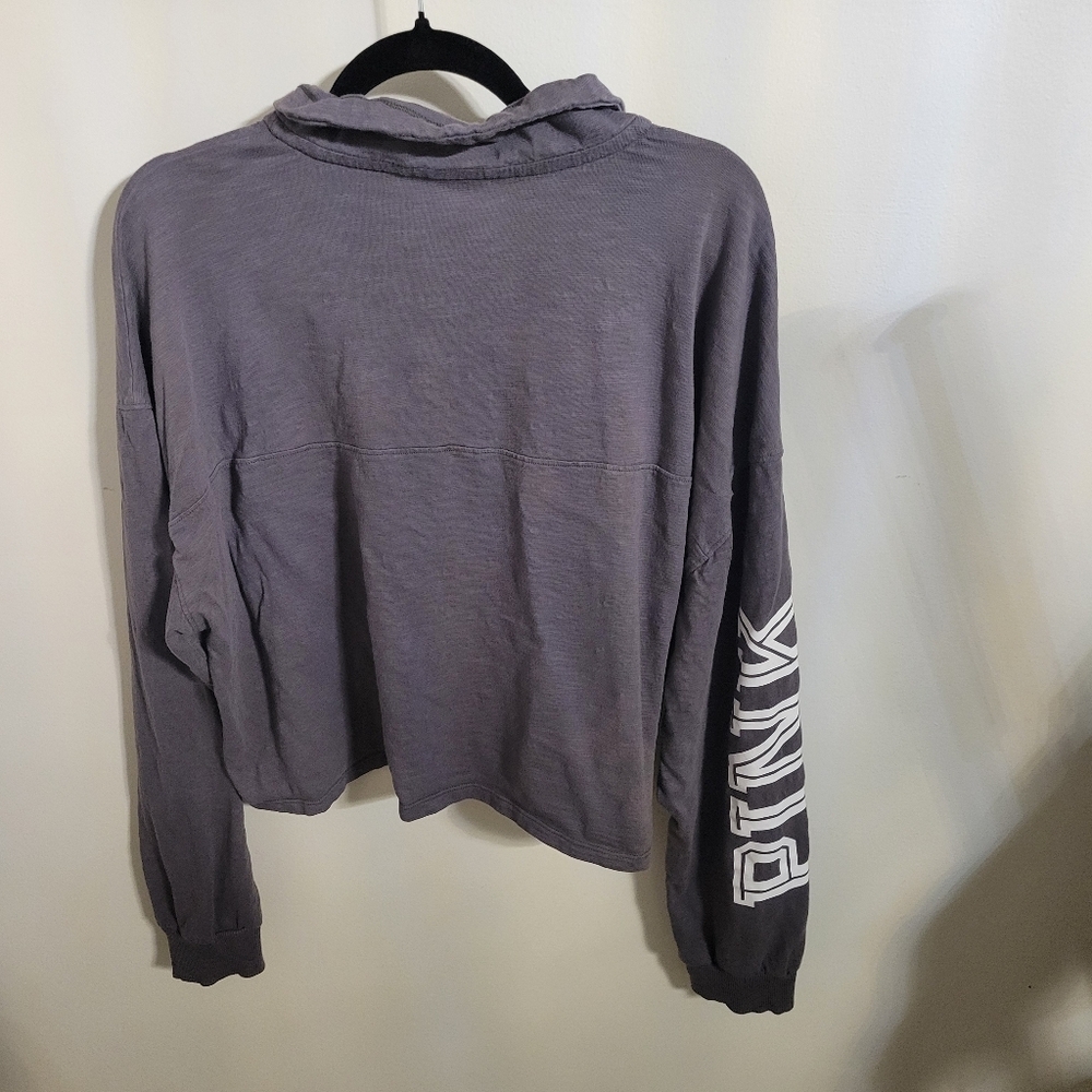Women’s Pink Crop Top Grey Sweater, Size Large - Picture 3 of 5